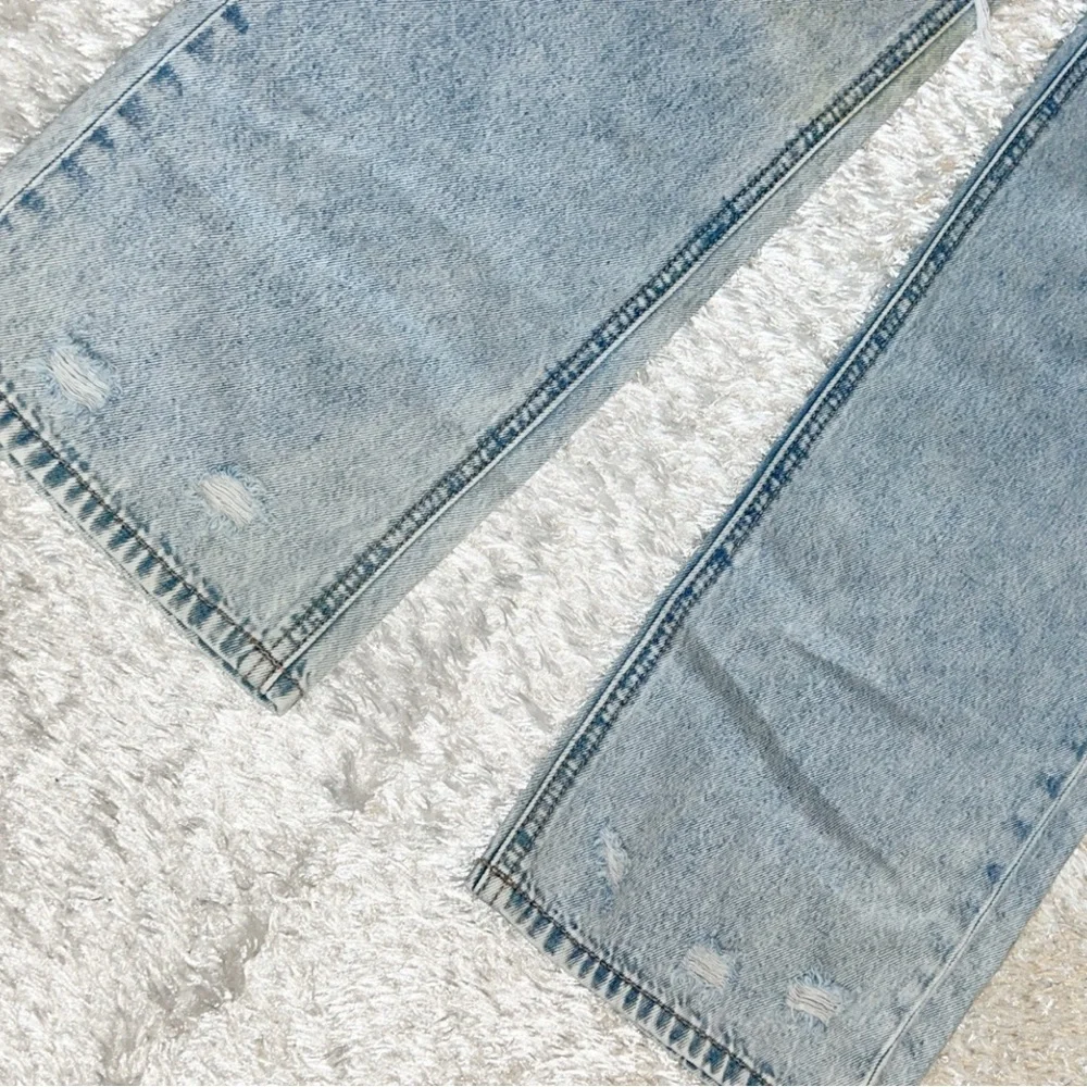 Nature Denim Light Wash Distressed Wide leg Jeans - Picture 2 of 10